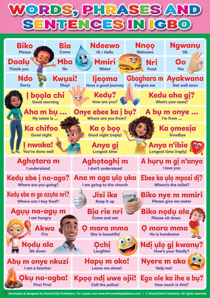 Words, Phrases and Sentences in Igbo & English Poster